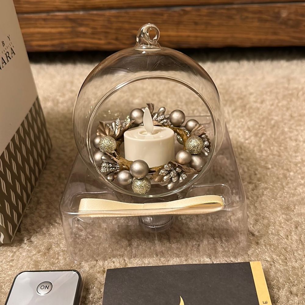 NEW Luminar tea light flame effect berry clear glass ornament